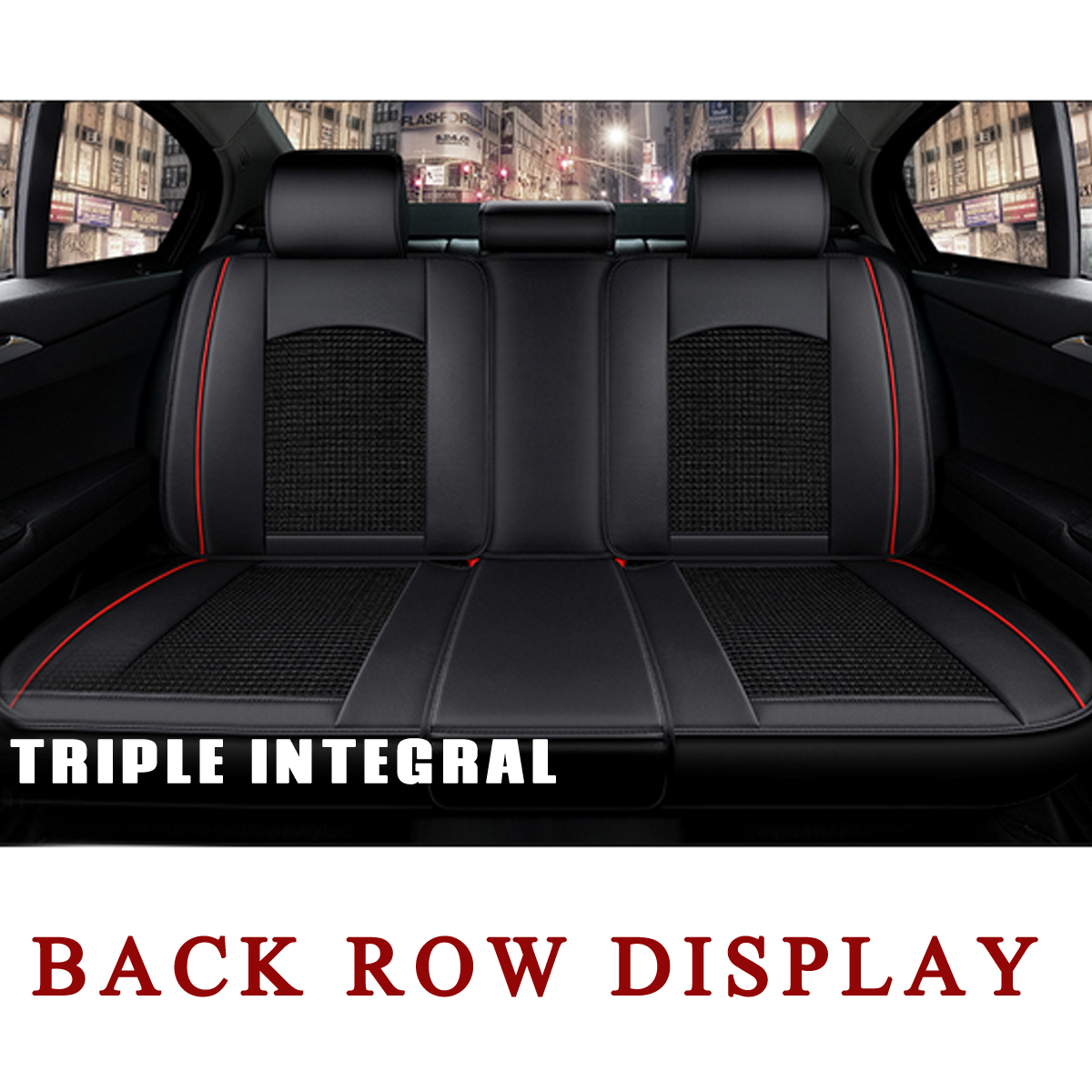 Universal-Auto-Car-Covers-Black-Red-5-Seat-Front--Rear-Head-Rests-Full-Set-Protector-1679632