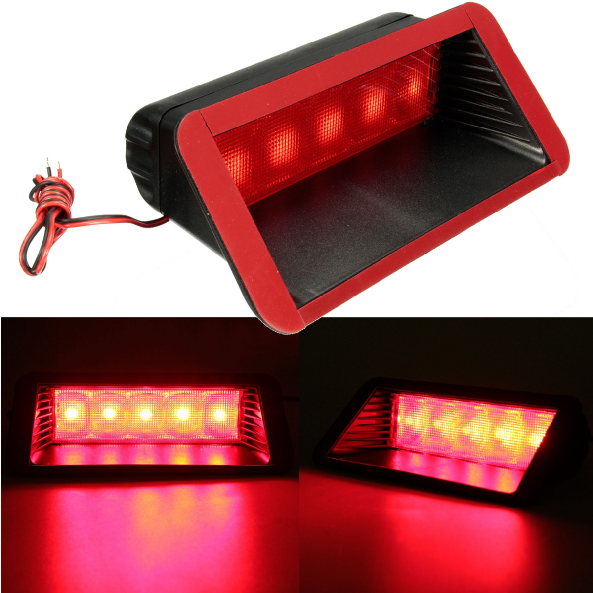 12V-Car-5-LED-Warning-Rear-Tail-3rd-Third-Brake-Stop-Light-High-Mount-Lamp-Red-1037217