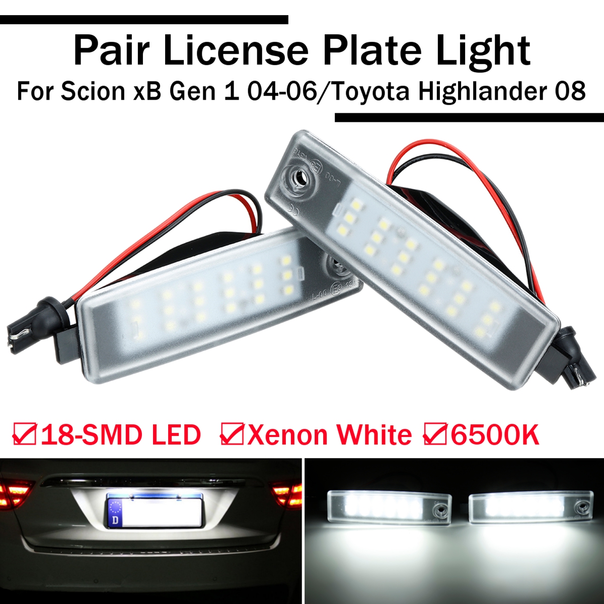 18LED-License-Plate-Light-For-Toyota-Highlander-08-Lexus-Scion-xB-Gen-1-04-06-2PCS-1707890