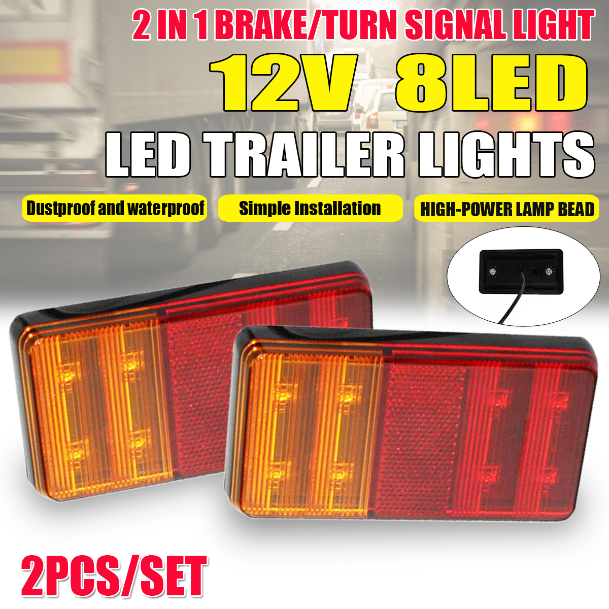 2PCS-12V-8LED-Tail-Light-2-in-1-Brake-Turn-Signal-Lamps-Waterproof-For-Trailer-Truck-Bus-Van-1801797