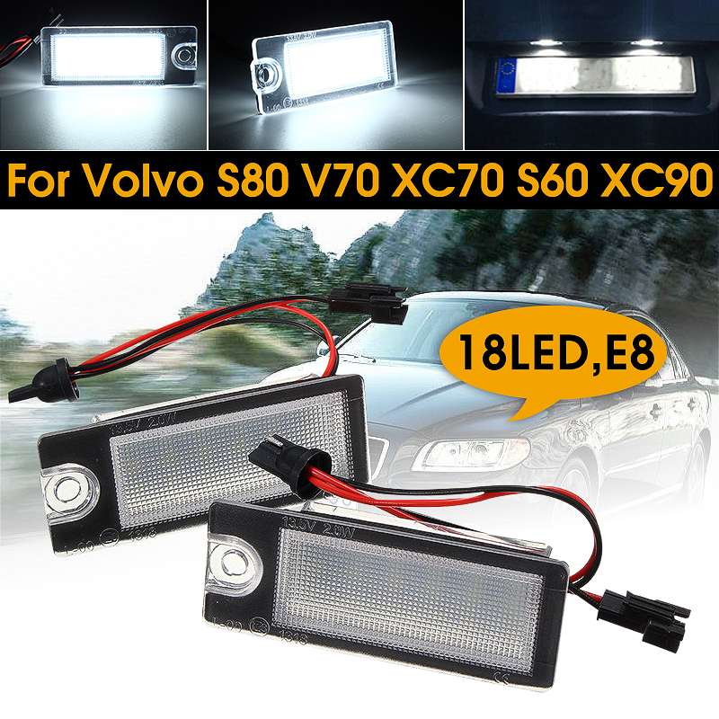 2PCS-18-LED-License-Number-Plate-Lights-White-For-Volvo-S80-V70-XC70-S60-XC90-1116303
