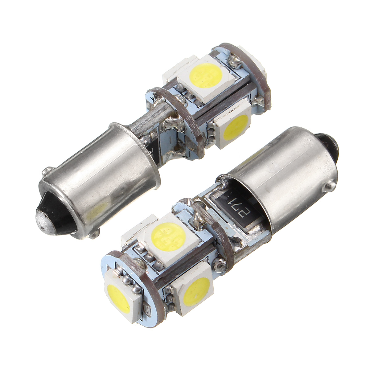 2PCS-BAX9S-H6W-5-SMD-LED-Side-Marker-Lights-Tail-Parking-Interior-Bulbs-Canbus-Error-Free-12V-6000K--1611239
