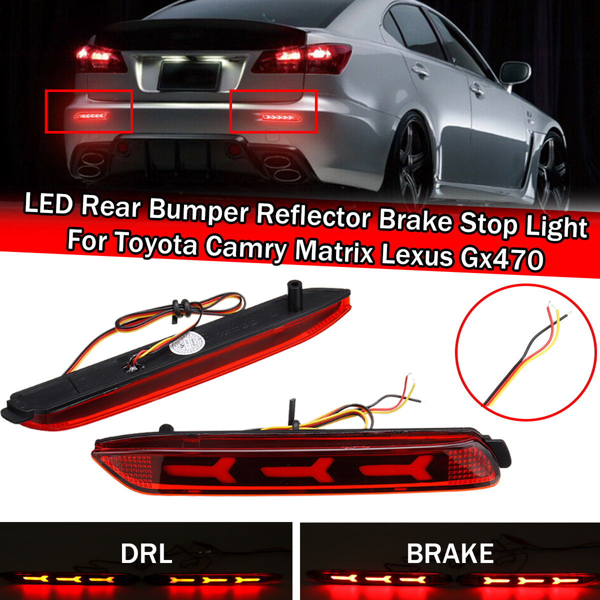 2PCS-LED-Rear-Bumper-Reflector-Brake-Stop-Light-For-Toyota-Camry-Sienna-Matrix-Lexus-1726990