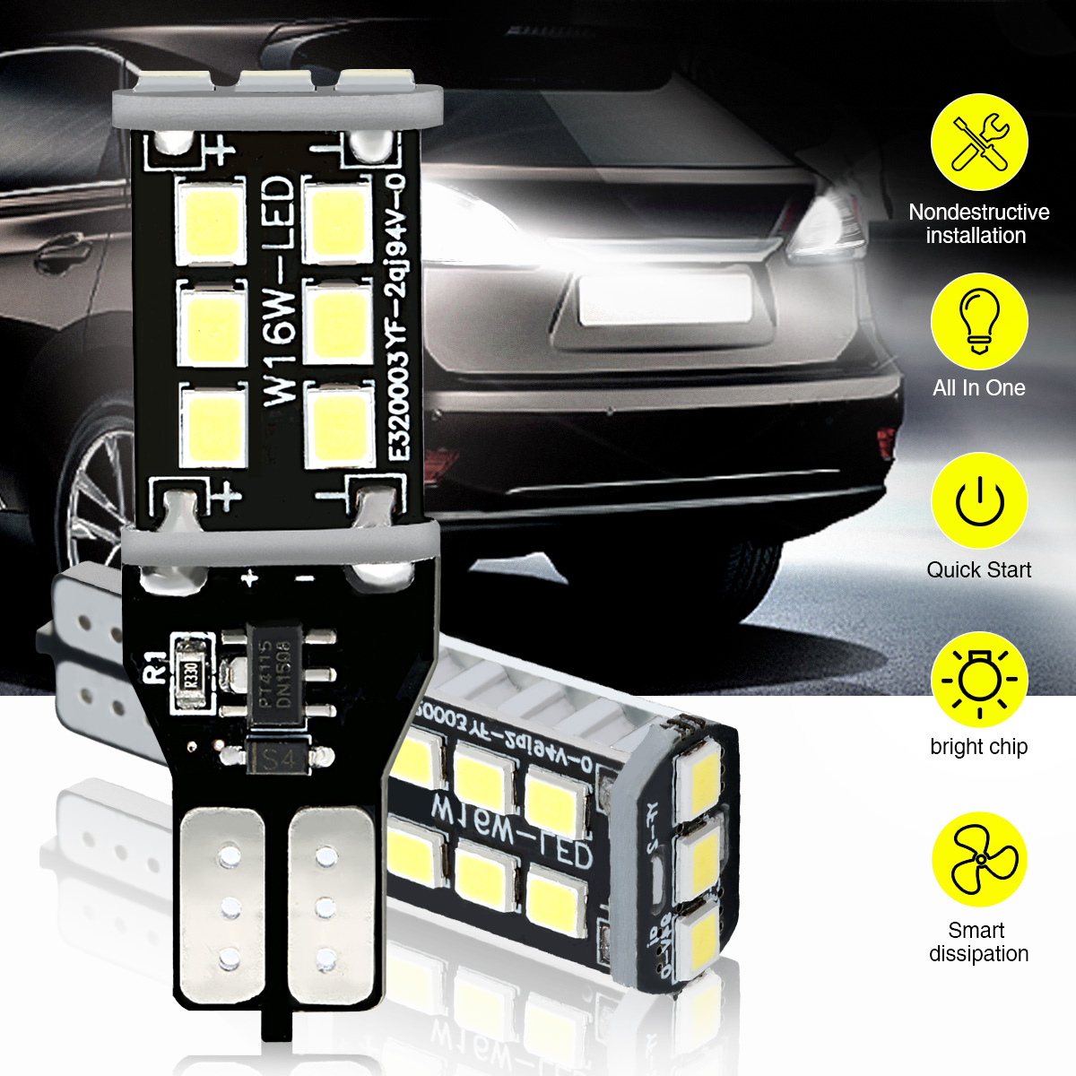 2PCS-T15-W16W-Car-LED-Backup-Reverse-Lights-Bulb-CANBUS-Error-Free-72W-1200LM-White-1566373