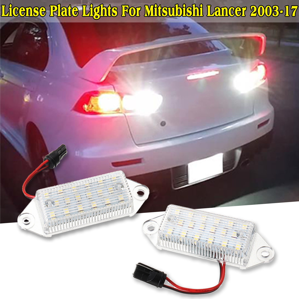 2Pcs-3W-18-SMD-LED-License-Plate-Lights-Lamp-Error-Free-6000K-White-for-Mitsubishi-Lancer-03-17-1374668