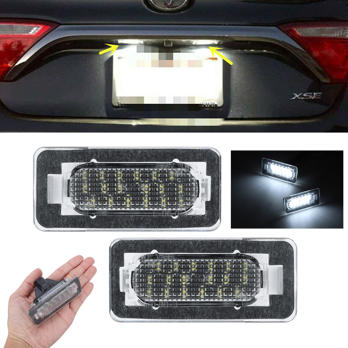 2Pcs-Car-SMD-White-LED-Lights-License-Plate-Lamps-6000K-For-Toyota-Corolla-2014-2019-1624056
