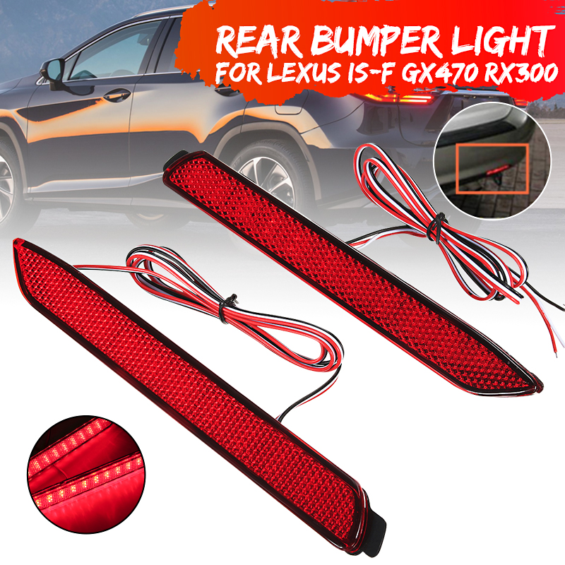 2Pcs-LED-Rear-Bumper-Reflector-Brake-Lights-Tail-Lights-Red-Lens-For-Toyota-IS-F-GX470-RX300-1633808