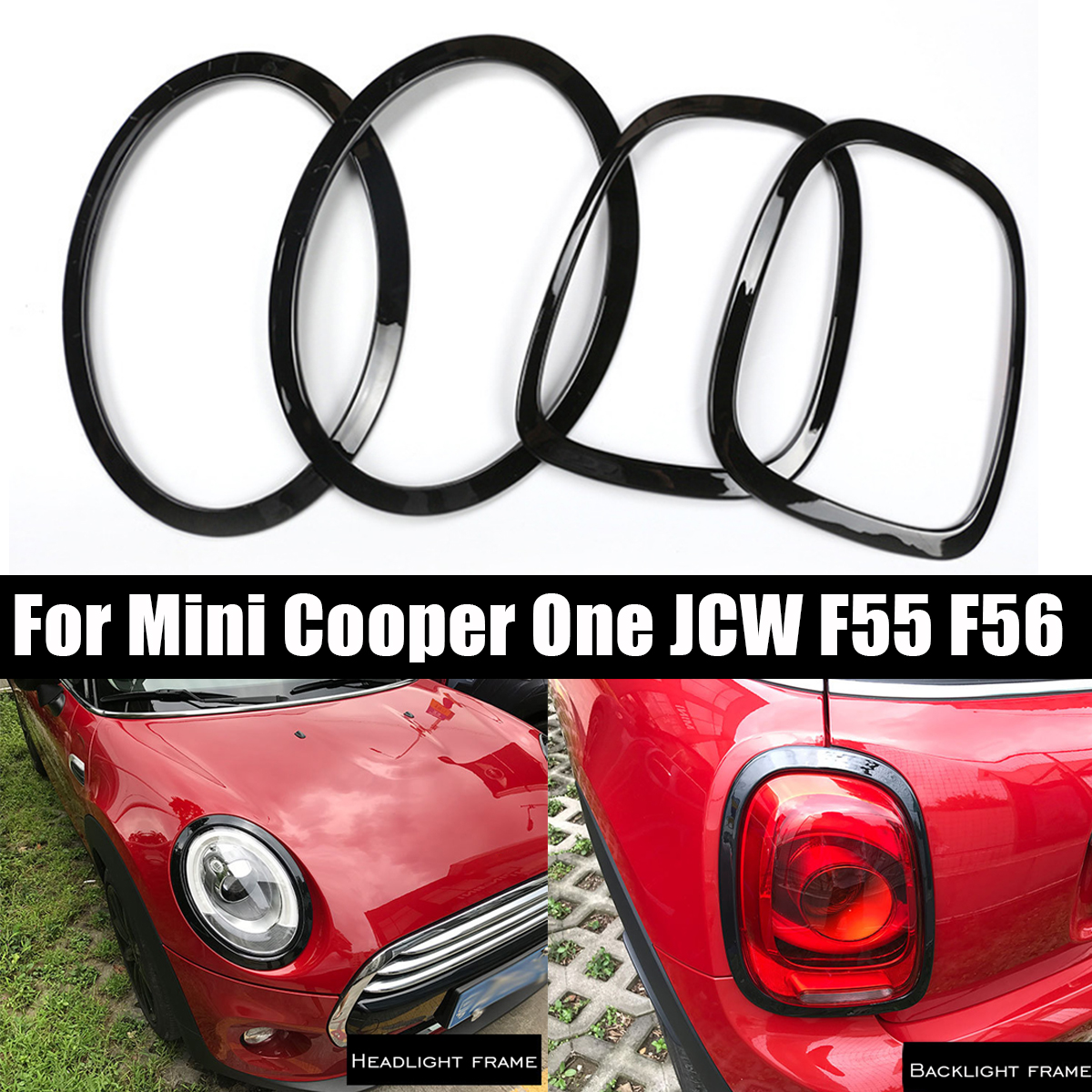 4PCS-Black-Headlight-Backlight-Frame-Head-Tail-Rear-Lamps-Trim-Ring-For-Mini-Cooper-One-JCW-F55-F56-1659939