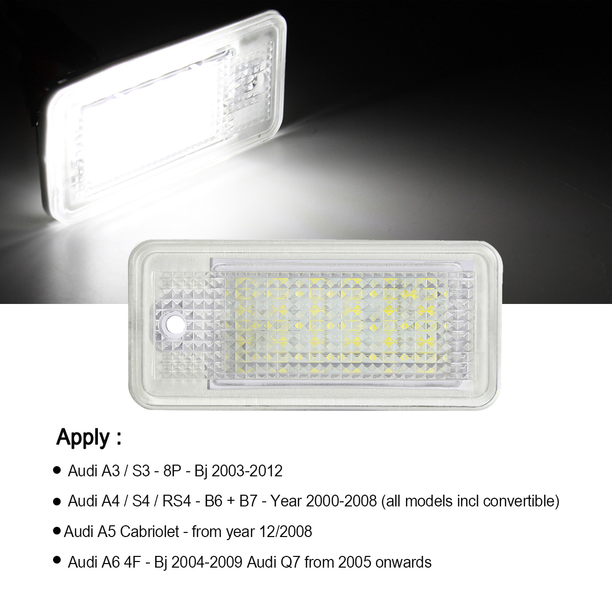 AMBOTHER-LED-License-Plate-Lights-White-2PCS-For-Audi-A3-A4-A5-A6-Q7-1561576