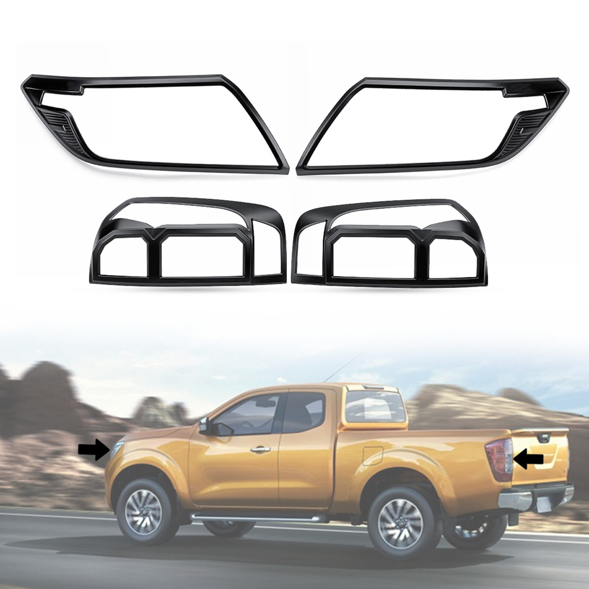 Car-Front-Rear-Light-Tail-Lamp-Cover-Black-For-Nissan-Navara-1552101