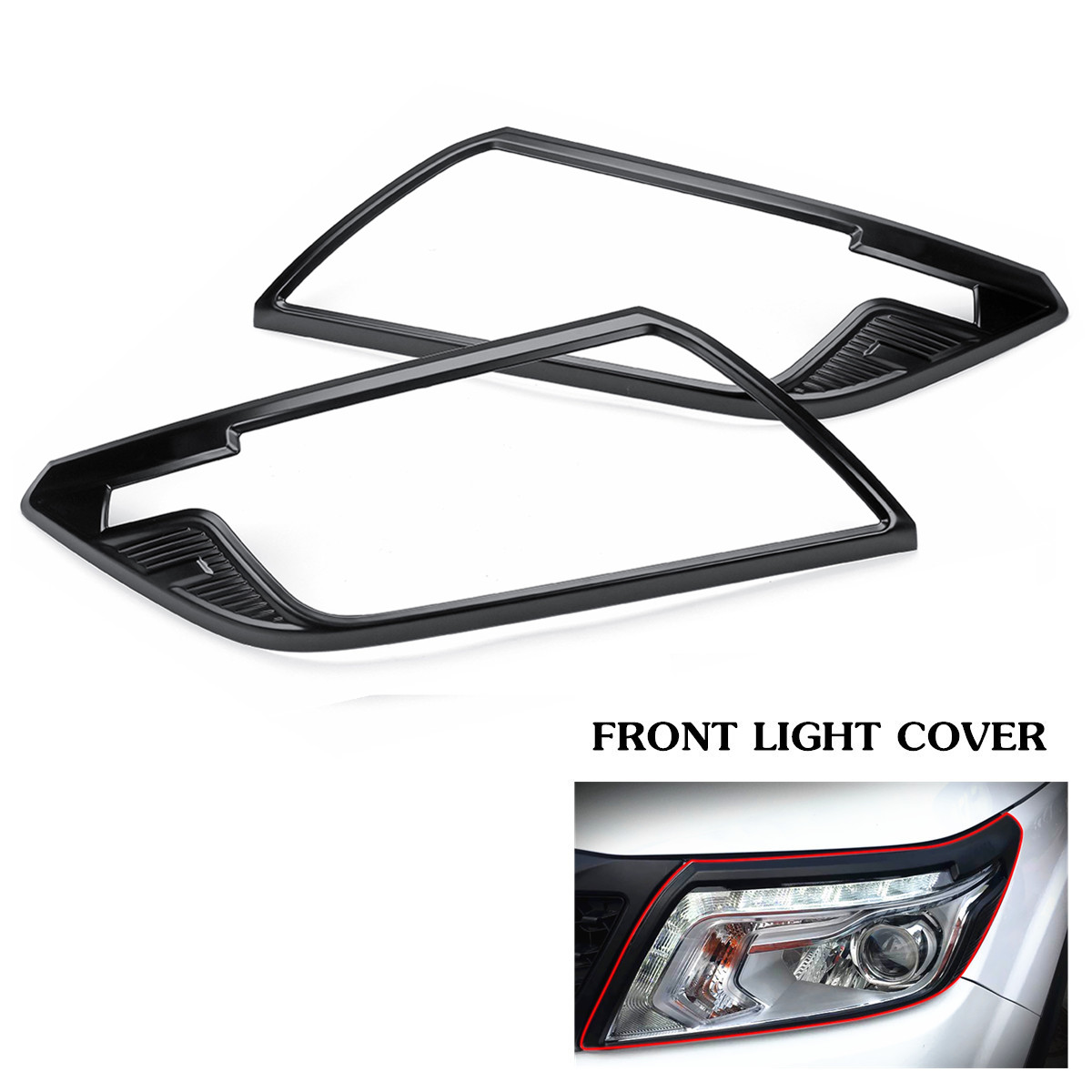 Car-Front-Rear-Light-Tail-Lamp-Cover-Black-For-Nissan-Navara-1552101