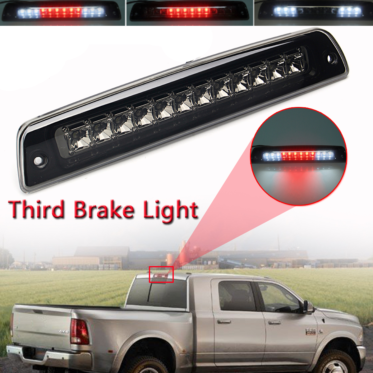 Car-LED-Rear-Third-Brake-Lights-Black-Tail-Lamp-for-DODGE-RAM-1500-2500-3500-Pickup-1994-01-1337128