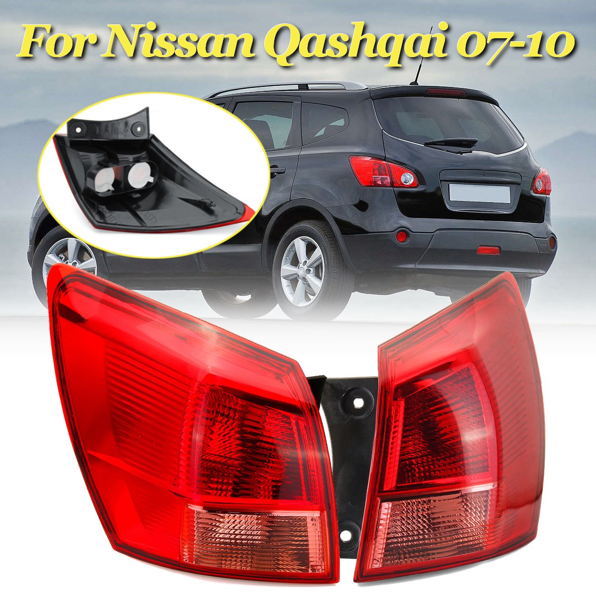 Car-Outer-Rear-Tail-Light-Red-LeftRight-with-No-Bulb-Wiring-Harness-for-Nissan-Qashqai-2007-2010-1465753