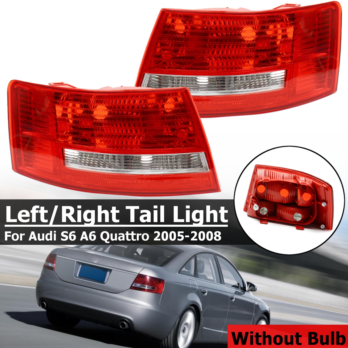 Car-Rear-RightLeft-Tail-Light-Red-Lamp-Shell-for-Audi-A6-S6-Quattro-No-Bulbs-2005-2008-1415923