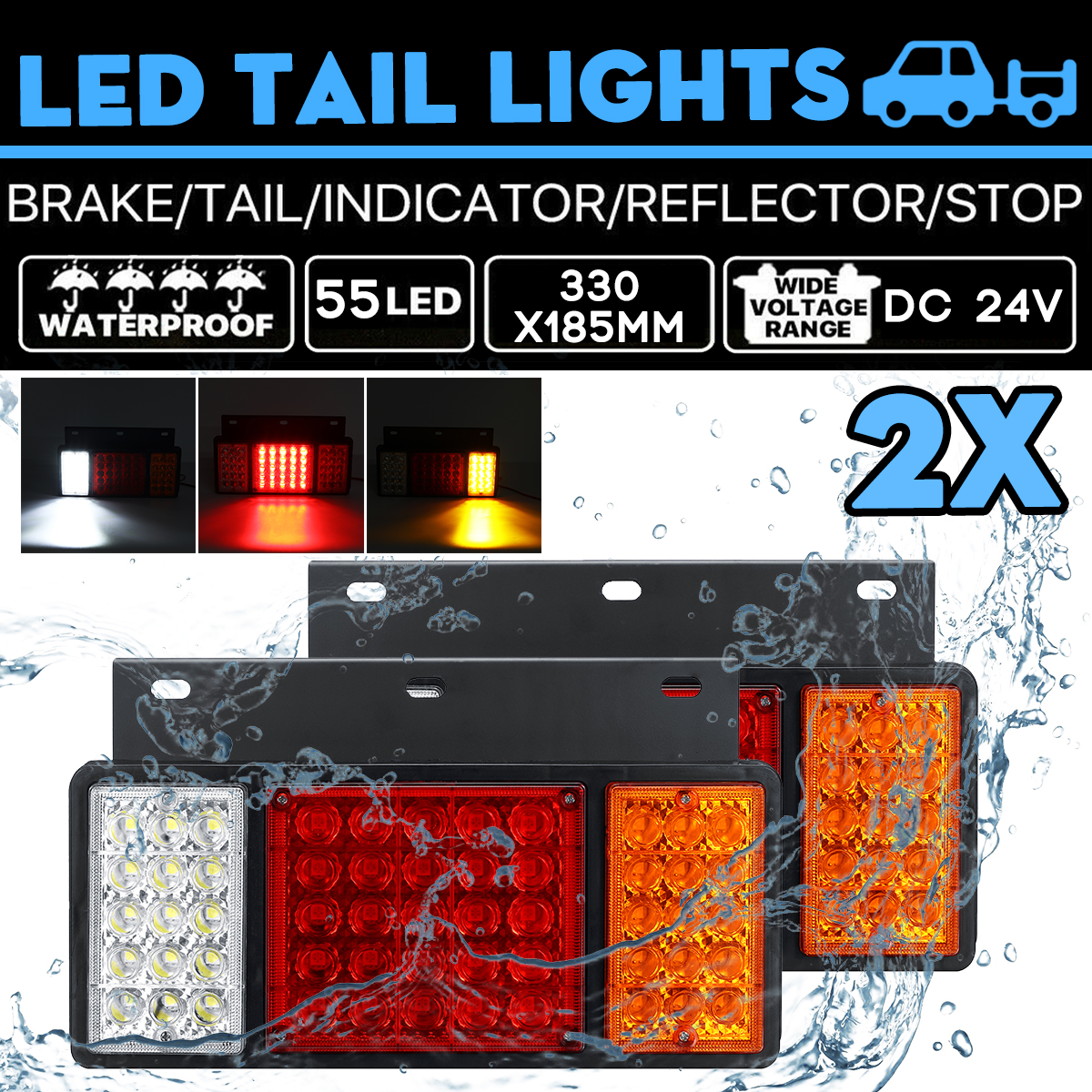 DC-24V-Waterproof--55-LED-Truck-Caravan-Trailer-Stop-Brake-Indicator-Lights-Lamps-1562213