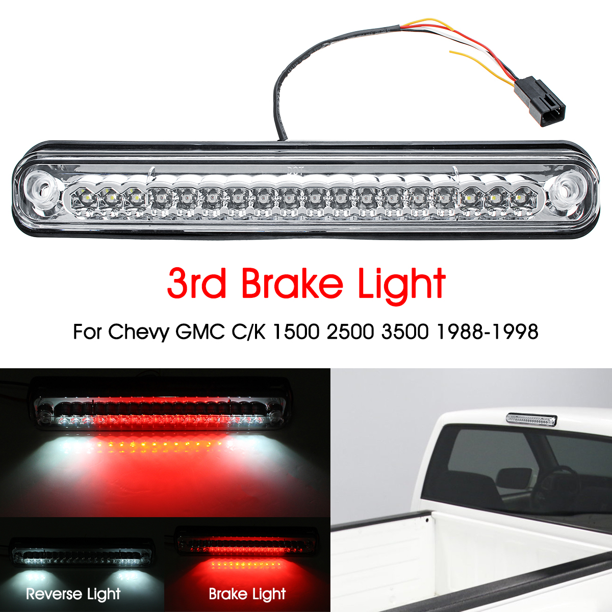 LED-High-Mount-Stop-Lamp-Third-3rd-Brake-Light-Clear-Shell-for-Chevy-GMC-CK-1500-2500-3500-1988-1998-1463787