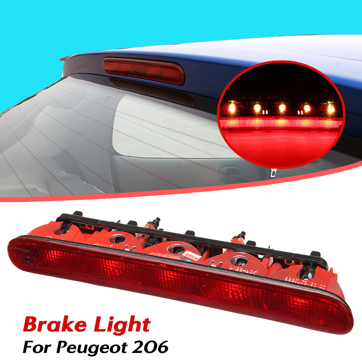 LED-Rear-Auxiliary-Third-Brake-Light-High-Mount-Stop-Lamp-For-Peugeot-206-6350K5-1710931