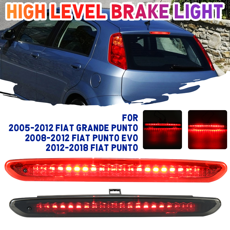 LED-Rear-High-Mount-Stop-Light-3RD-Third-Brake-Lamp-RedBlack-Lens-For-Abarth-For-Fiat-Grande-Punto-E-1741998