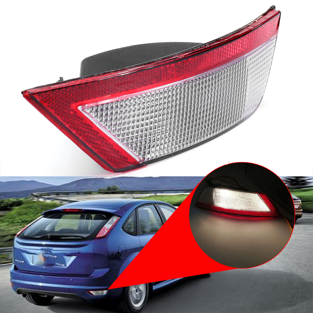 LeftRight-Rear-Bumper-Brake-Fog-Lights-Tail-Reverse-Lamp-for-Ford-Kuga-Focus-W-Bulbs-1372818