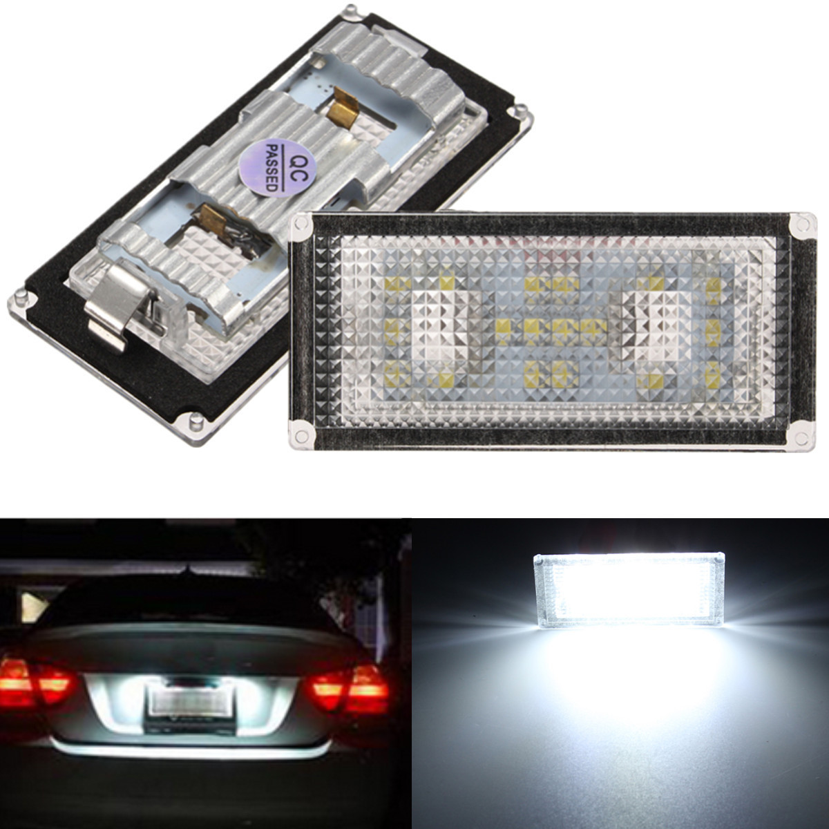 Pair-18-LED-Number-License-Plate-Light-Lamp-For-BMW-E66-7000K-White-Replacement-1027955