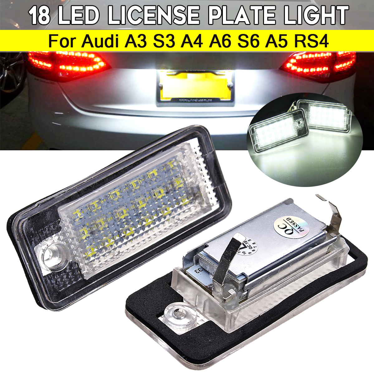 Pair-18LED-License-Number-Plate-Lights-CANBUS-Error-Free-For-Audi-A3-S3-A4-A6-S6-A5-RS4-1645681