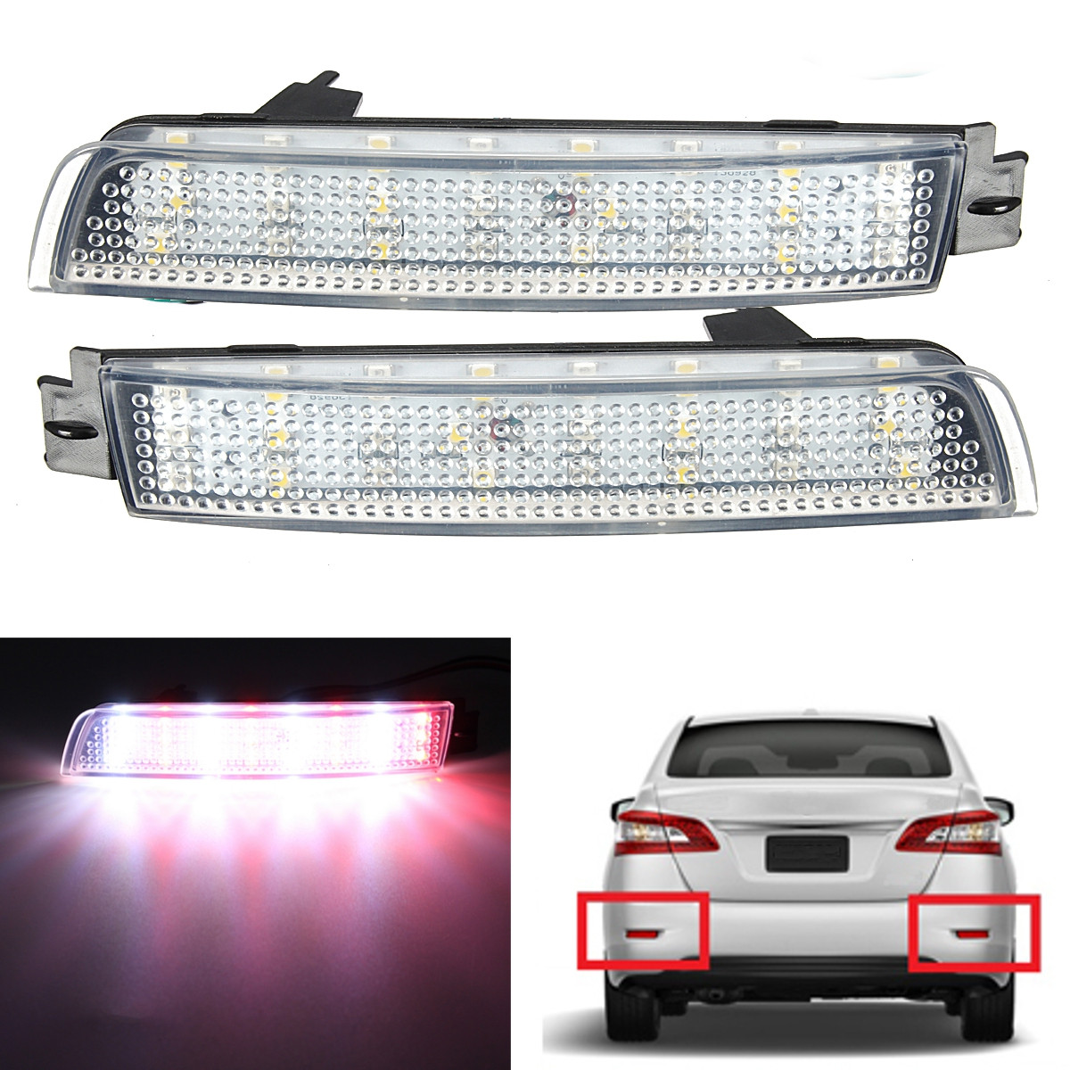 Pair-LED-Brake-Tail-Light-Rear-Bumper-Reflector-Lamp-For-Nissan-Juke-Murano-Infiniti-FX35-FX37-1089415