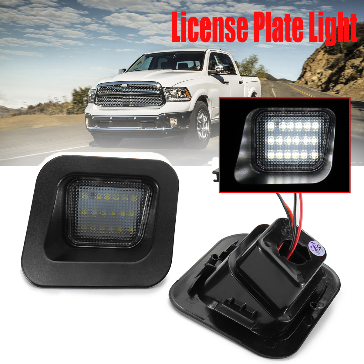 Pair-LED-License-Number-Plate-Lights-White-for-Dodge-RAM-1500-2500-3500-2003-2015-1374434
