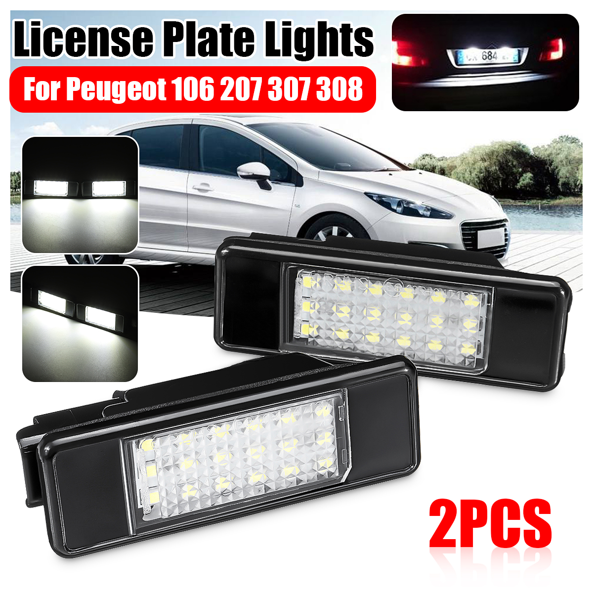 Pair-LED-License-Plate-Lights-6340A3-For-Peugeot-106-207-307-308-406-407-508-Citroen-C3-C4-C5-1615565