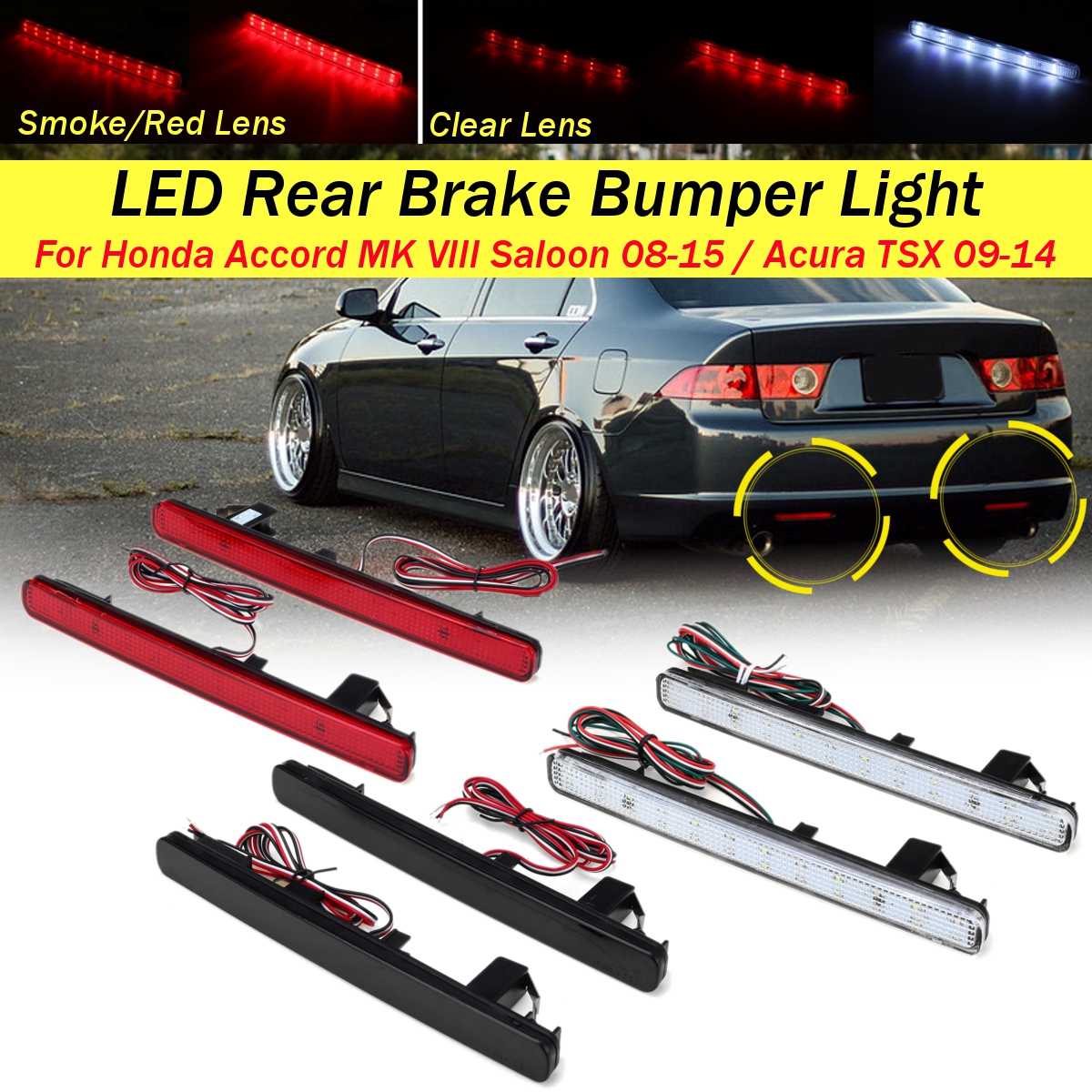 Pair-LED-Rear-Bumper-Brake-Light-Reflectors-Red-For-Honda-Acura-TSX-2009-2014-Accord-2008-2015-1720627
