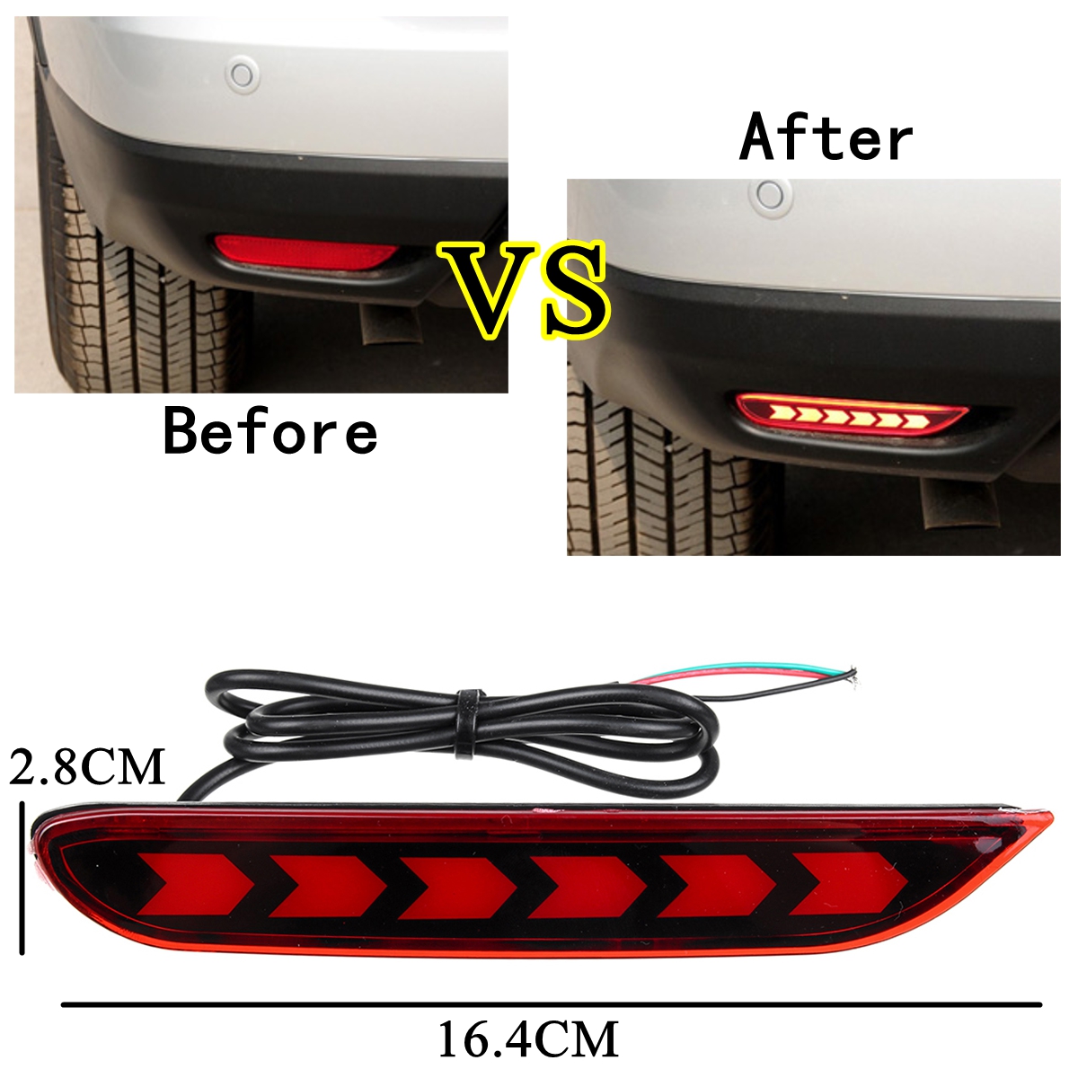Pair-LED-Rear-Bumper-Reflector-DRL-Brake-Lights-Red-Lens-For-Nissan-Qashqai-X-trail-for-Infiniti-Q30-1632114
