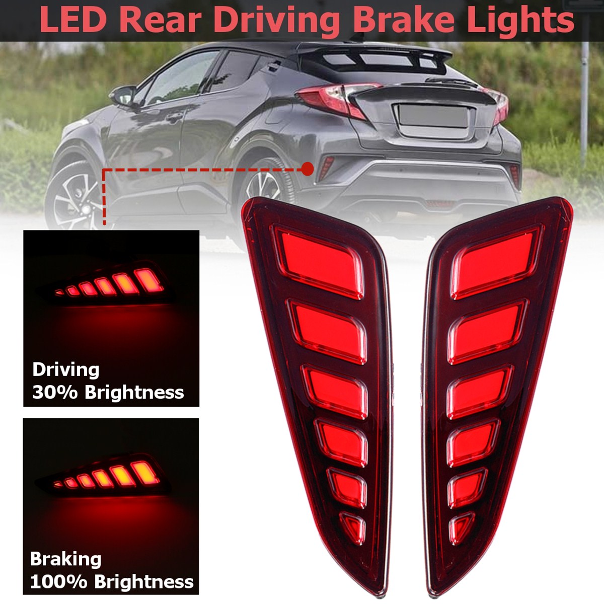Pair-LED-Rear-Bumper-Reflector-Driving-Brake-Lights-for-Toyota-C-HR-2016-2020-1330808