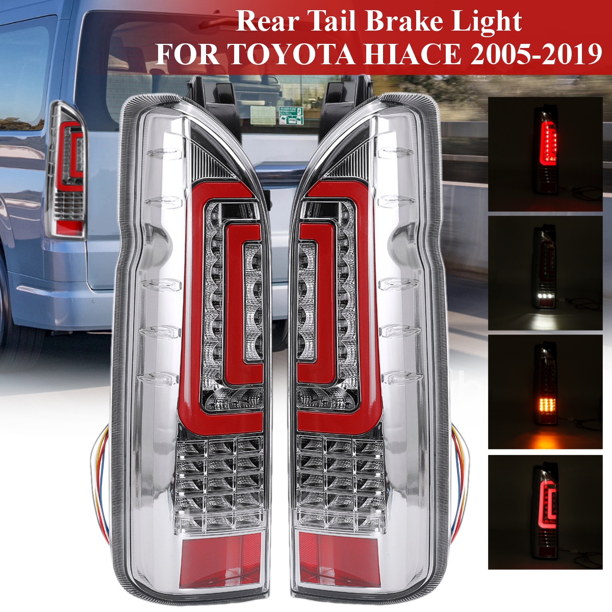 Pair-Rear-Tail-Brake-Lights-Turn-Signal-Transparent-Shell-FOR-TOYOTA-HIACE-2005-2019-1608314