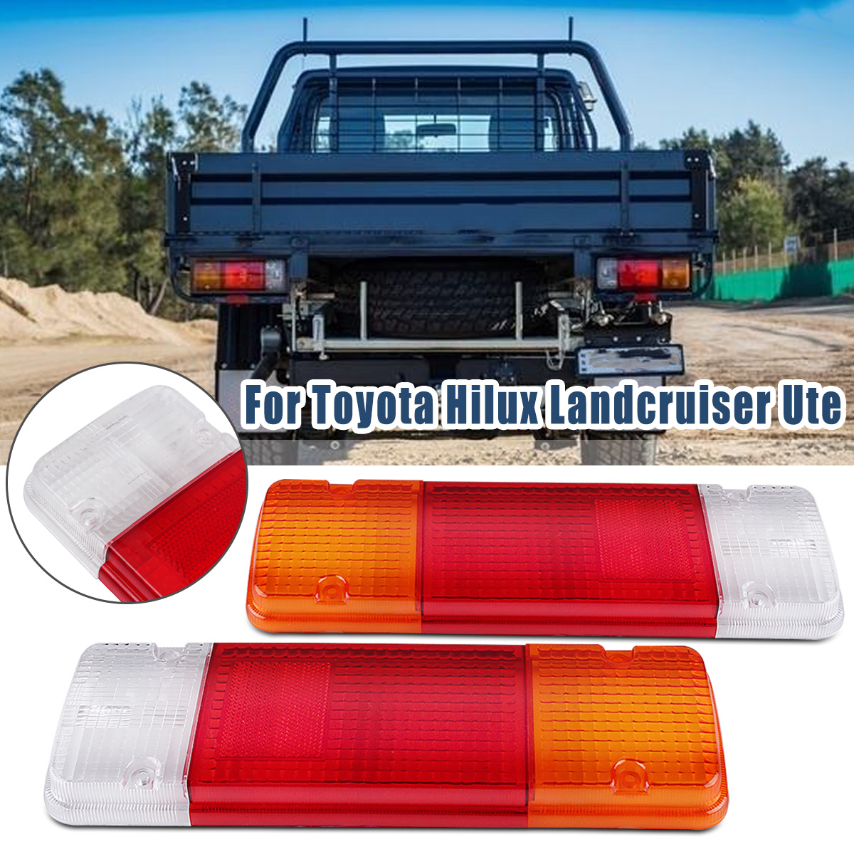 Pair-Rear-Tail-Light-Brake-Lamp-Lens-Cover-WhiteRedAmber-For-Toyota-Hilux-Landcruiser-Ute-1641935