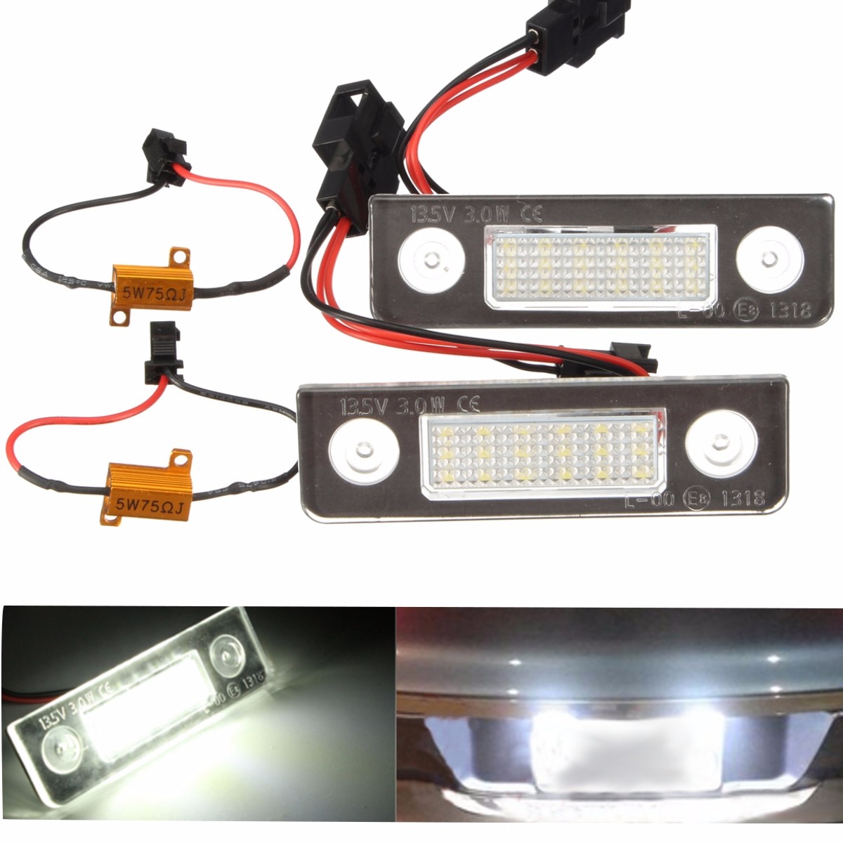 Pair-White-LED-License-Plate-Light-for-Skoda-Octavia-2008-Roomster-5J-2006-2010-1060306