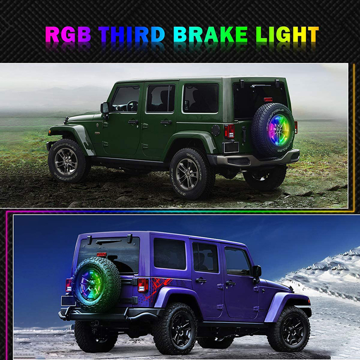 RGB-LED-Third-Brake-Light-Spare-Tire-bluetooth-Wireless-Remote-Controll-Waterproof-For-Wrangler-JK-J-1792787