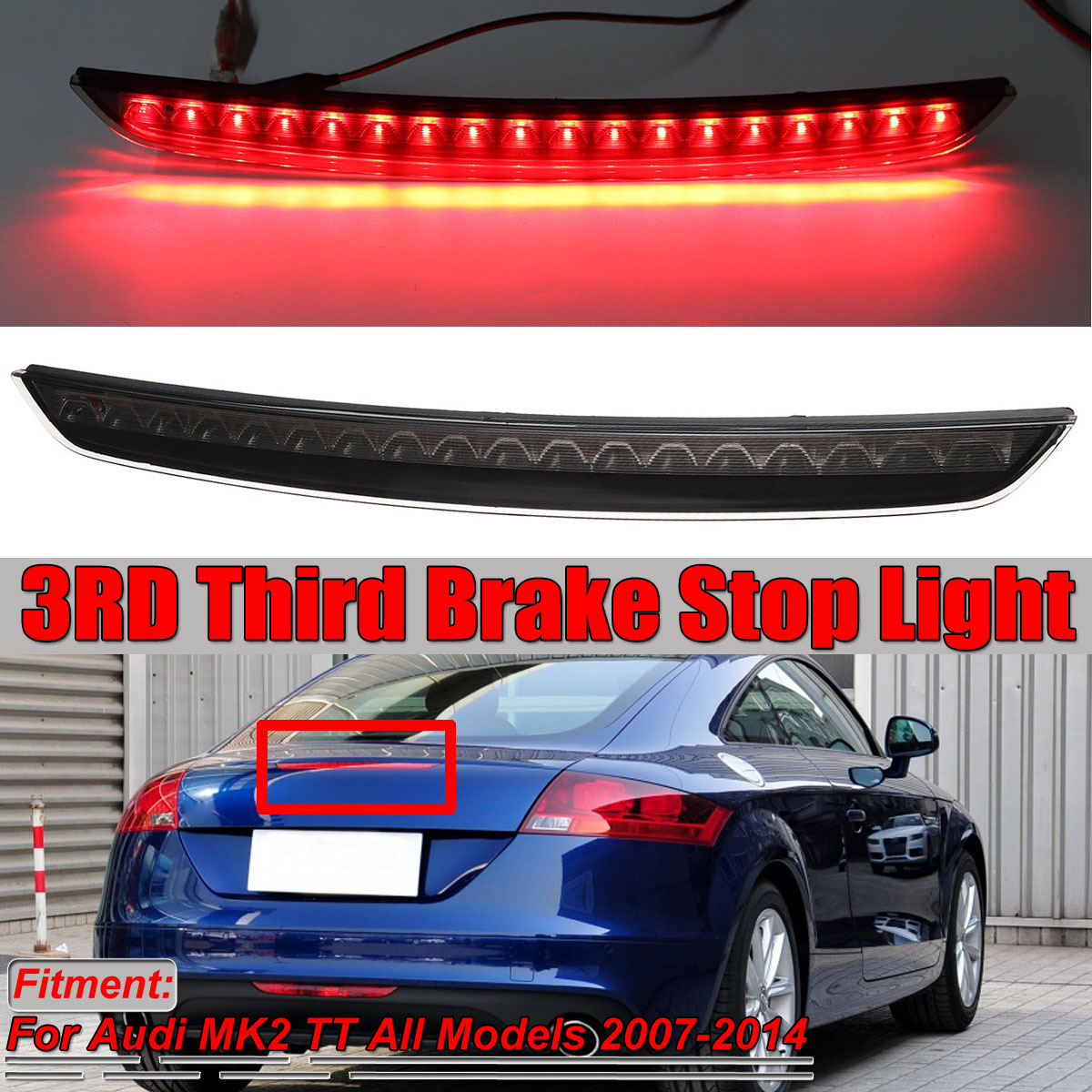Rear-LED-3RD-Third-Brake-Light-High-Level-Stop-Lamp-Smoked-Black-8J0945097-For-Audi-MK2-TT-2007-2014-1719659
