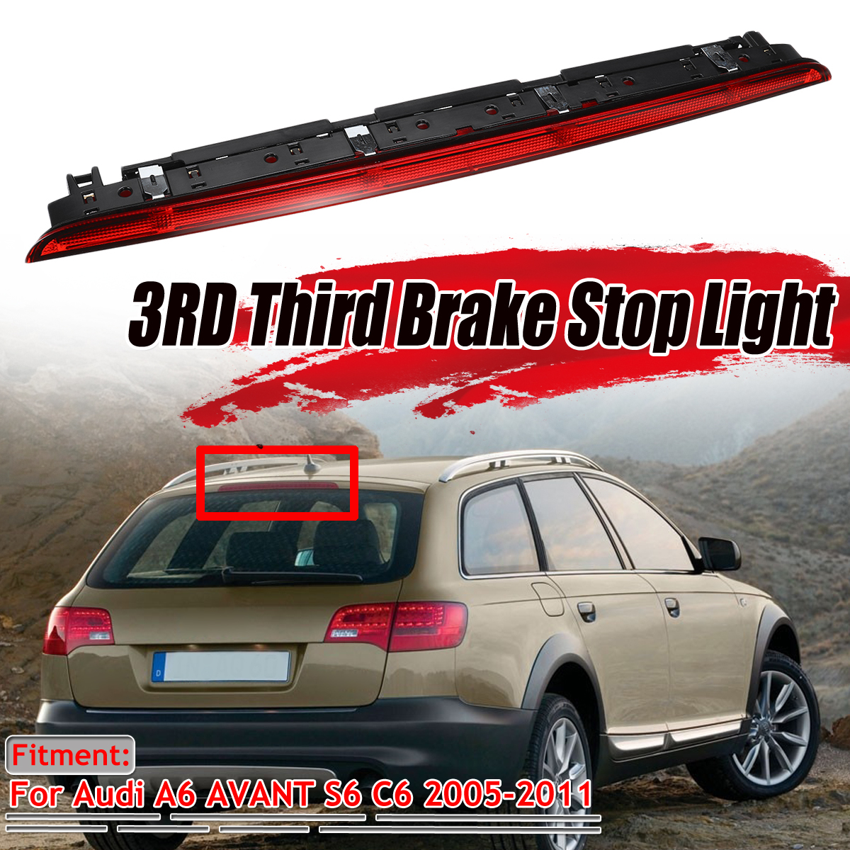 Rear-LED-High-Level-Mount-Stop-Lamp-3rd-Third-Brake-Lights-Red-Cover-For-Audi-A6-AVANT-S6-C6-2005-20-1645718