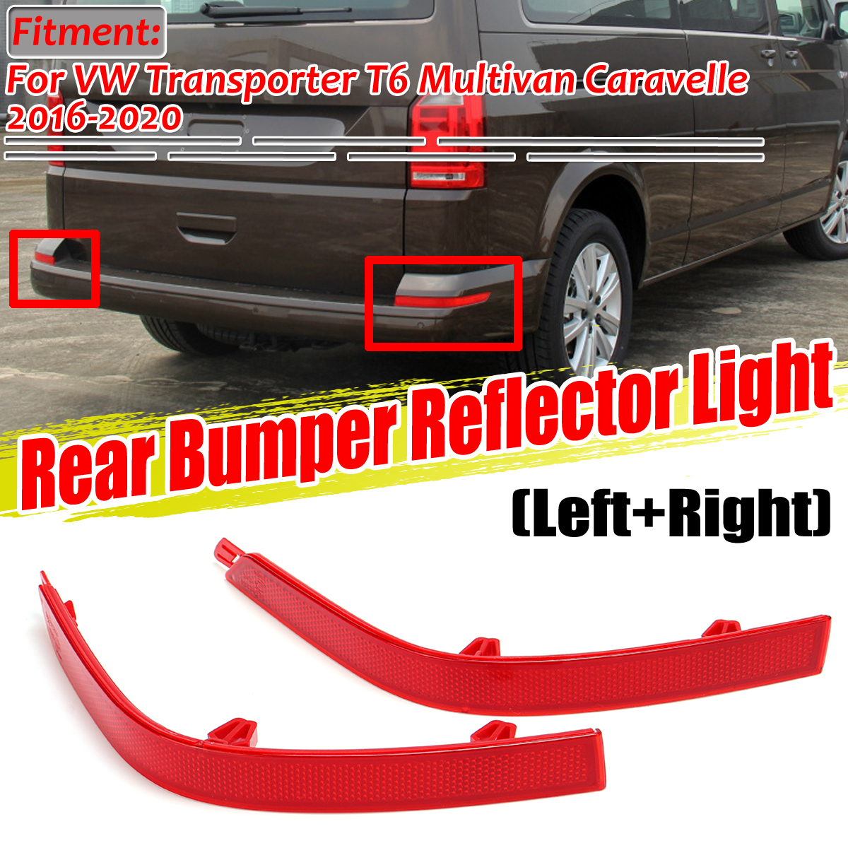 Rear-LeftRight-Bumper-Reflector-Light-7E0945105D-7E0945106D-For-VW-Transporter-T6-Multivan-Caravelle-1741603