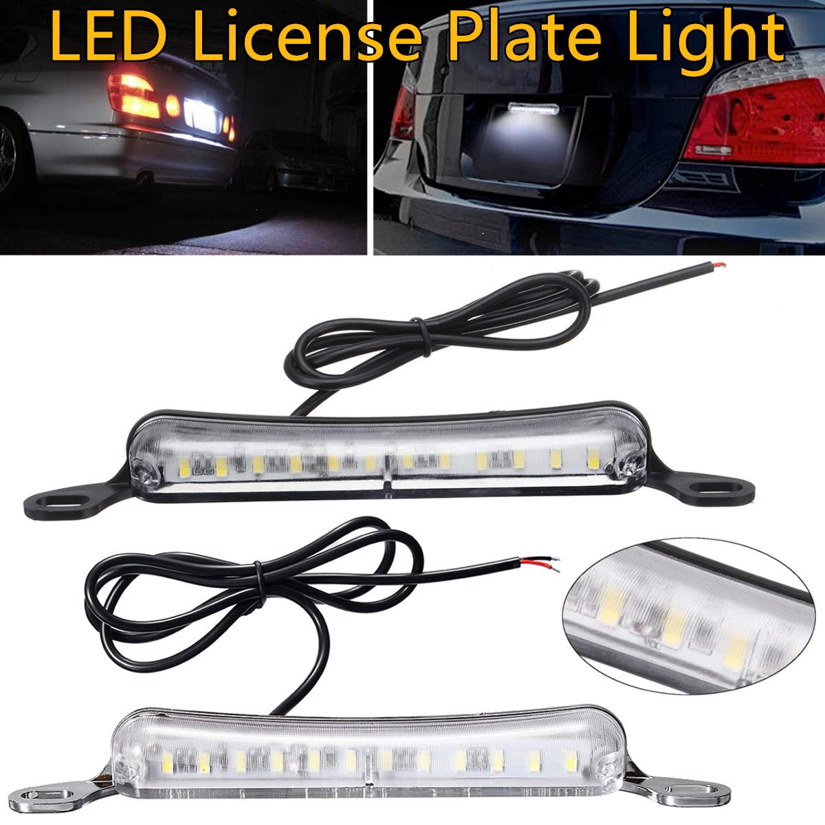 Universal-12SMD-LED-License-Plate-Lights-Tail-Lamp-6000K-Xenon-White-12V-1633762