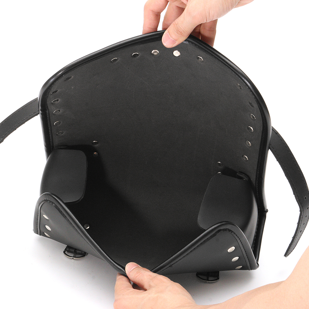 Black-Motorcycle-Front-Rear-Fork-Tool-Saddle-Bag-For-Harley-Softail-Sportster-Dyna-1135164