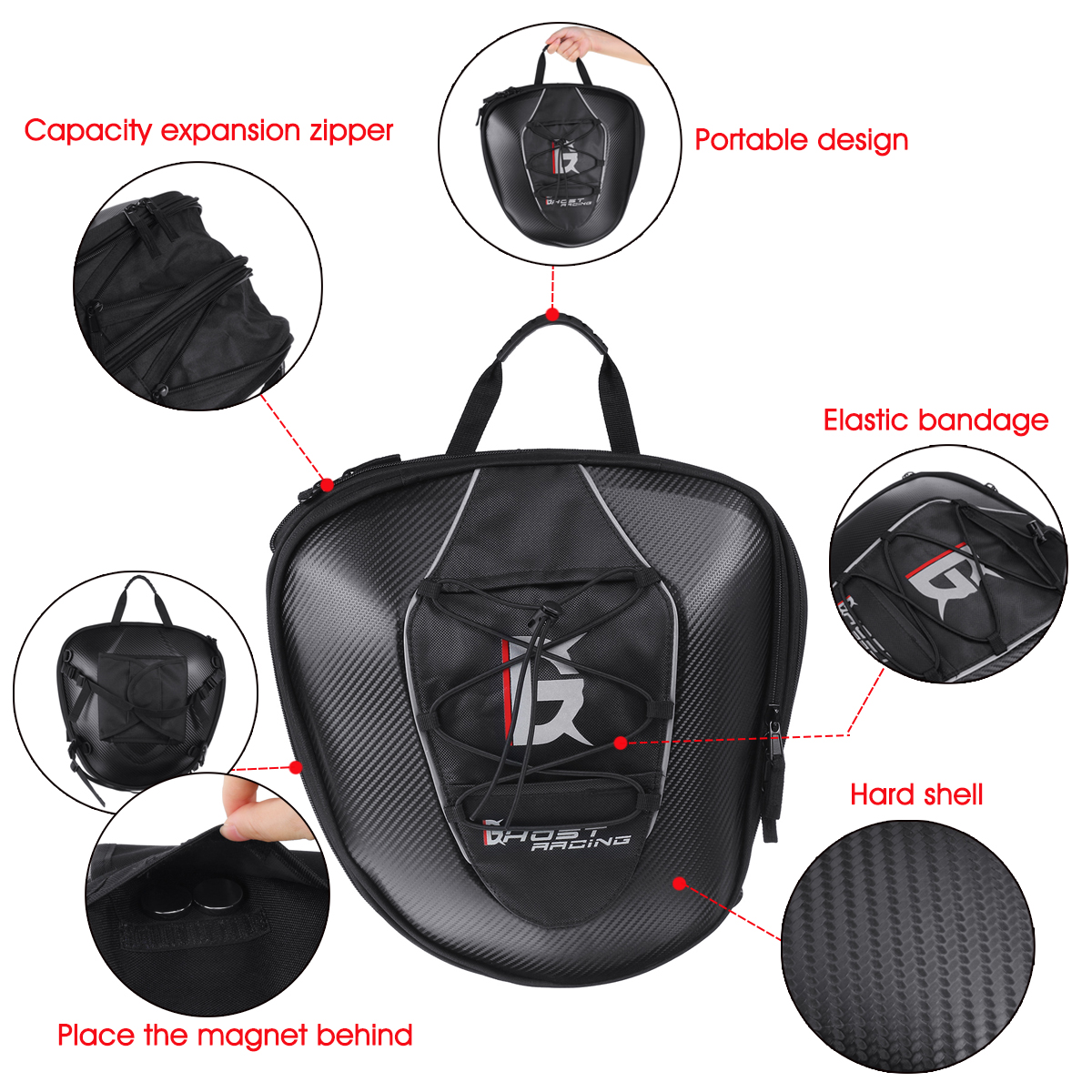 GHOST-RACING-Motorcycle-Riding-Tank-Saddlebags-Helmet-Tail-Rear-Seat-Tool-Bag-Luggage-Hard-Shell-Bla-1582155