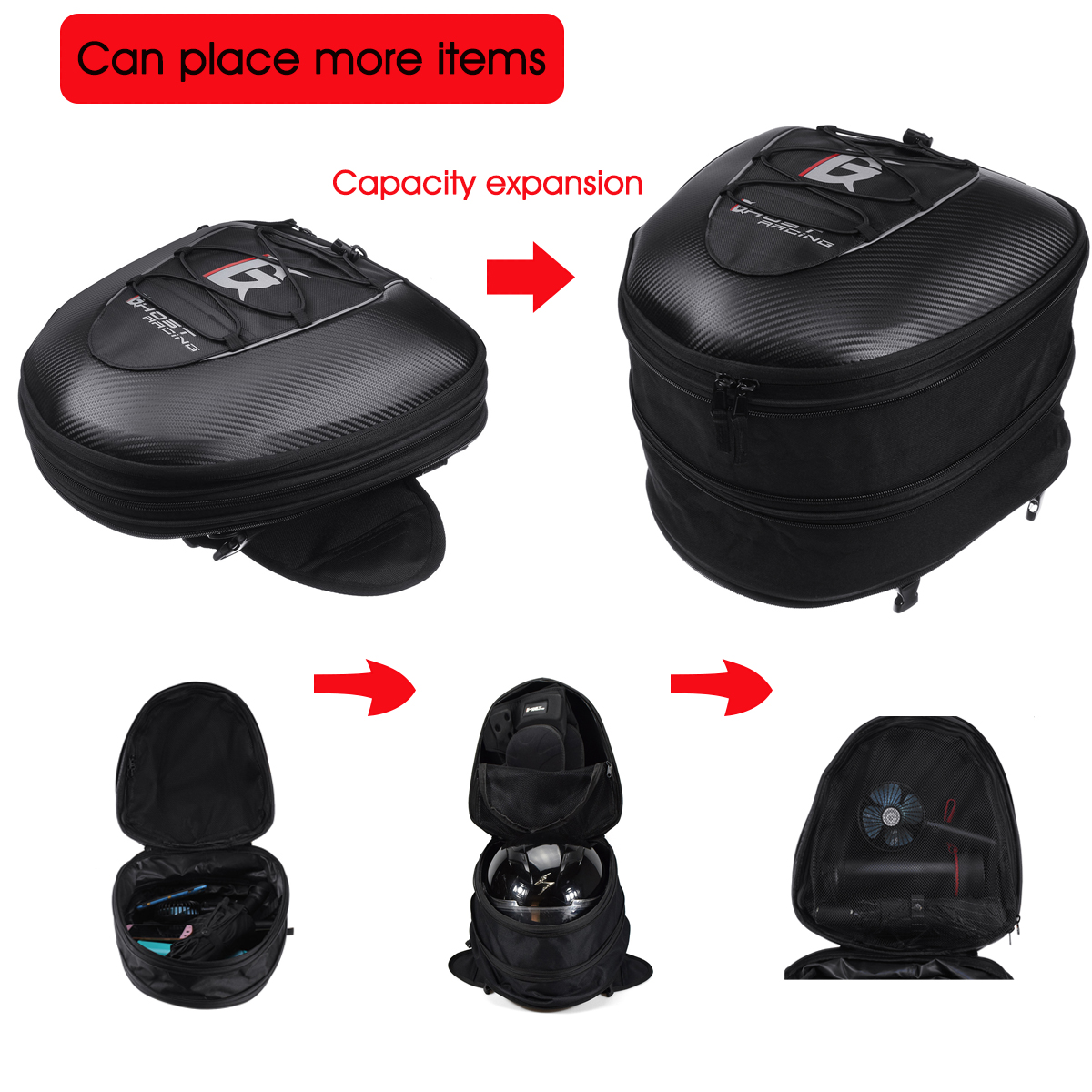 GHOST-RACING-Motorcycle-Riding-Tank-Saddlebags-Helmet-Tail-Rear-Seat-Tool-Bag-Luggage-Hard-Shell-Bla-1582155