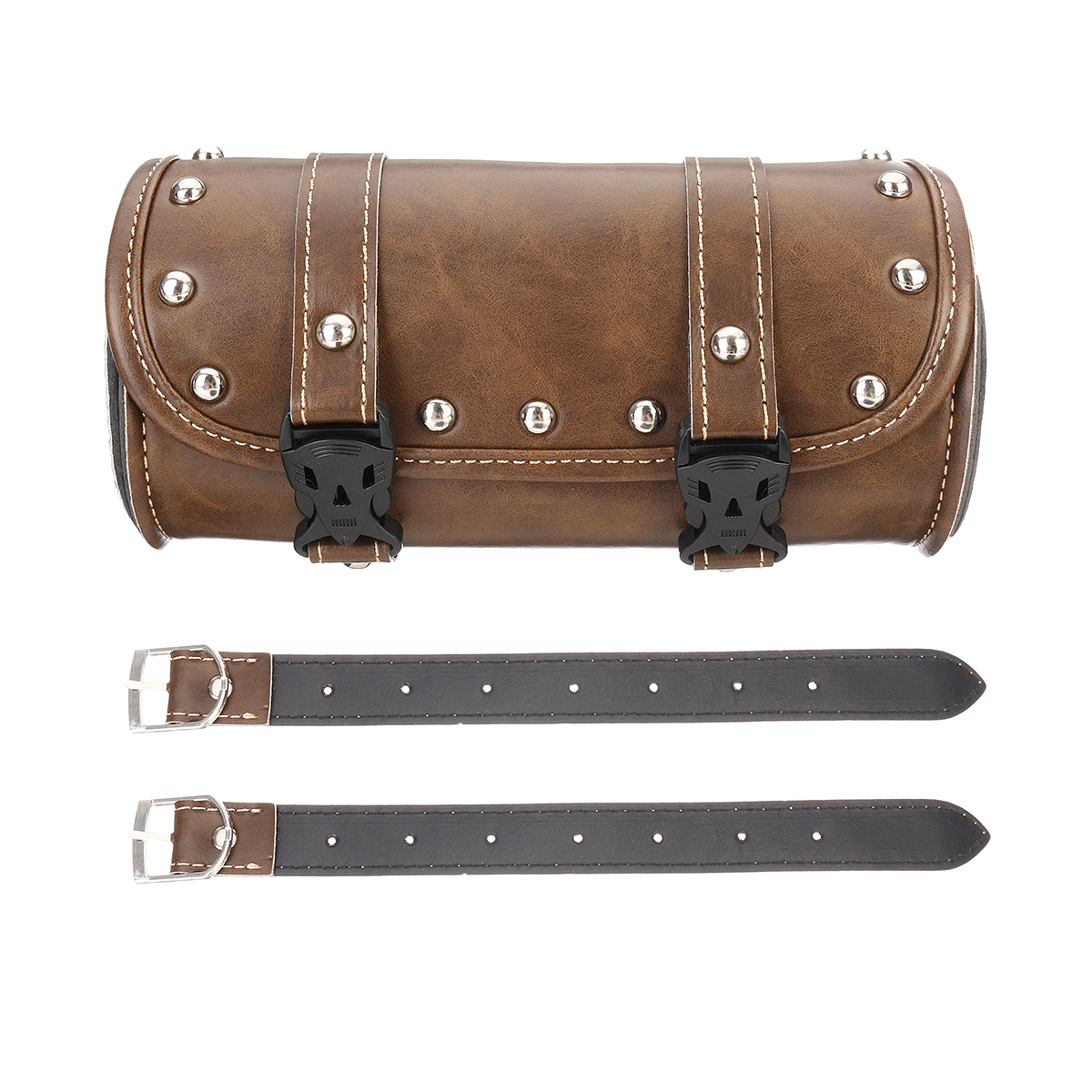 Leather-Motorcycle-Front-Fork-Tool-bag-For-HarleySoftailSportsterDyna-Brown-1481014