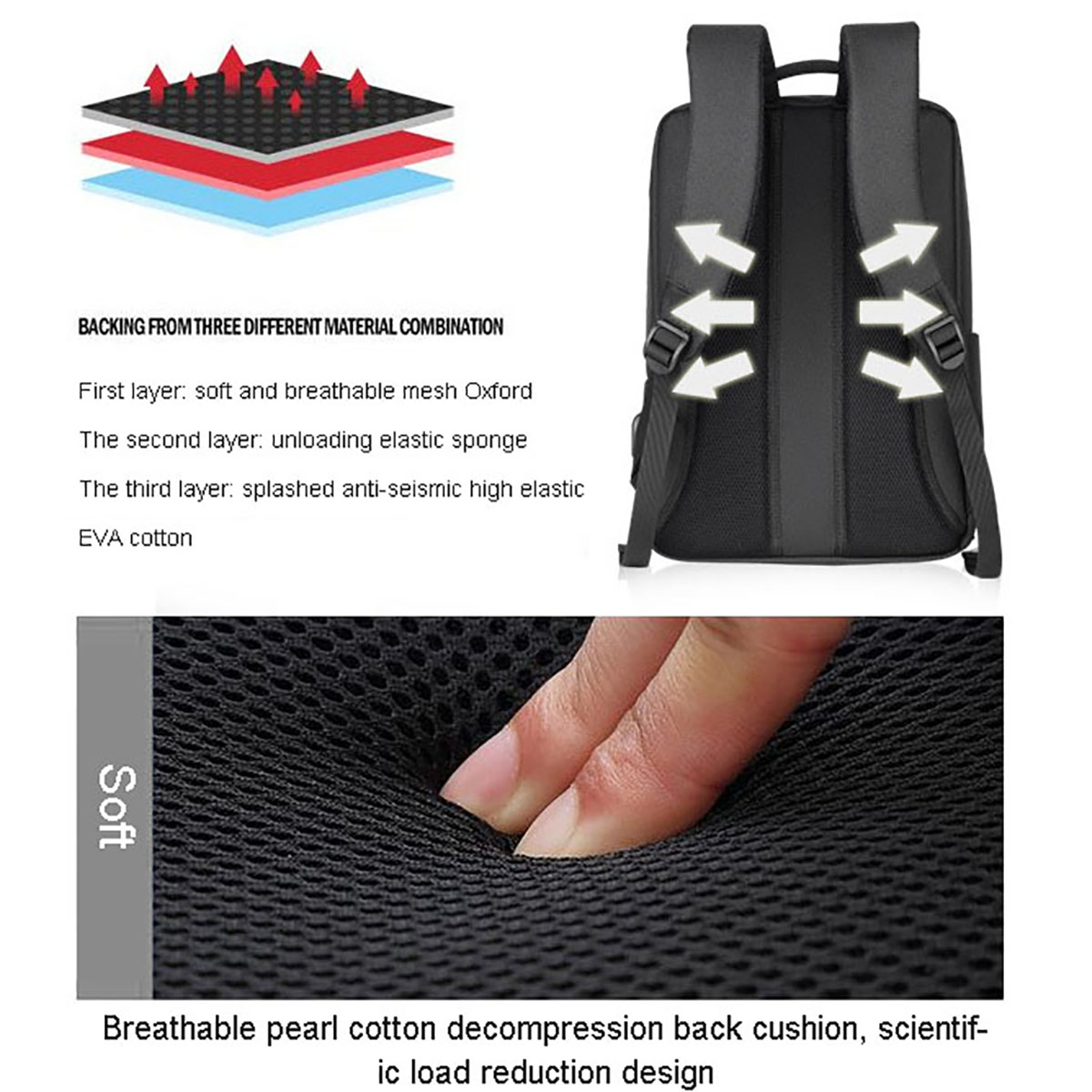 Men-Large-Capacity-Backpack-USB-Charging-Laptop-Bag-Oxford-Cloth-Pure-Color-1632856