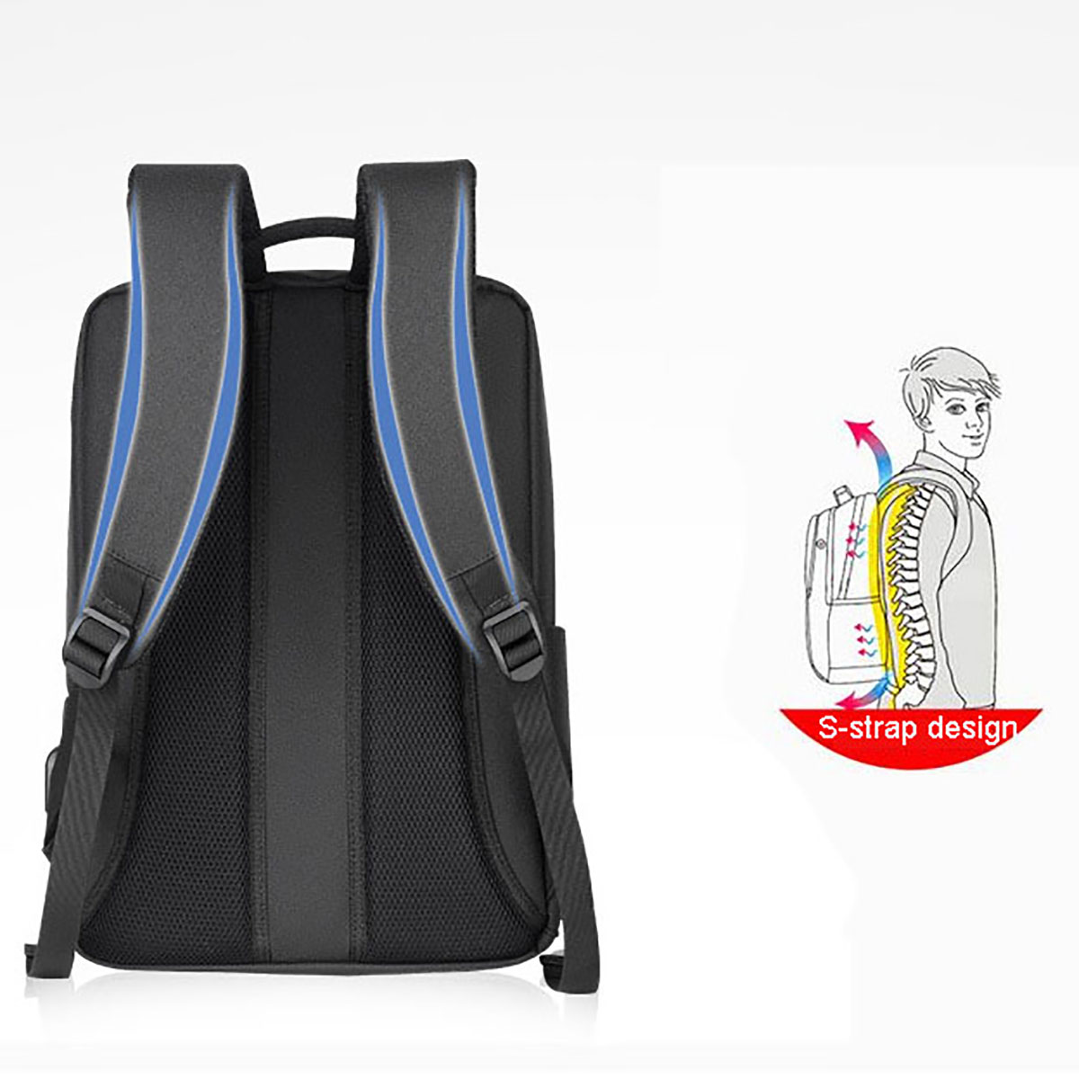 Men-Large-Capacity-Backpack-USB-Charging-Laptop-Bag-Oxford-Cloth-Pure-Color-1632856