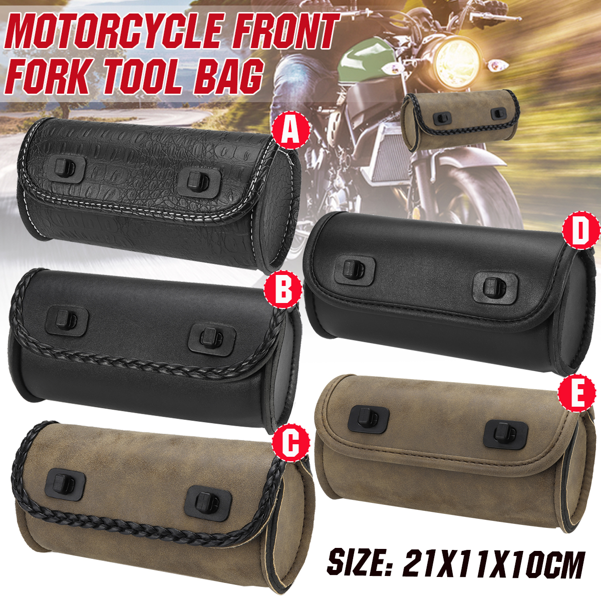 Motorcycle-Bike-Front-Fork-Tool-Storage-Bag-Luggage-Saddlebags-Pouch-Universal-1807433