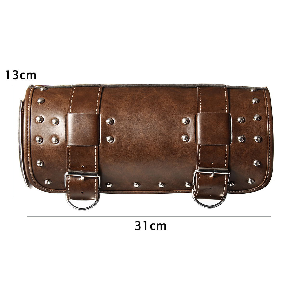 Motorcycle-Fork-Tool-Bag-Pouch-Saddlebags-PU-Leather-Luggage-Roll-Brown-1513810