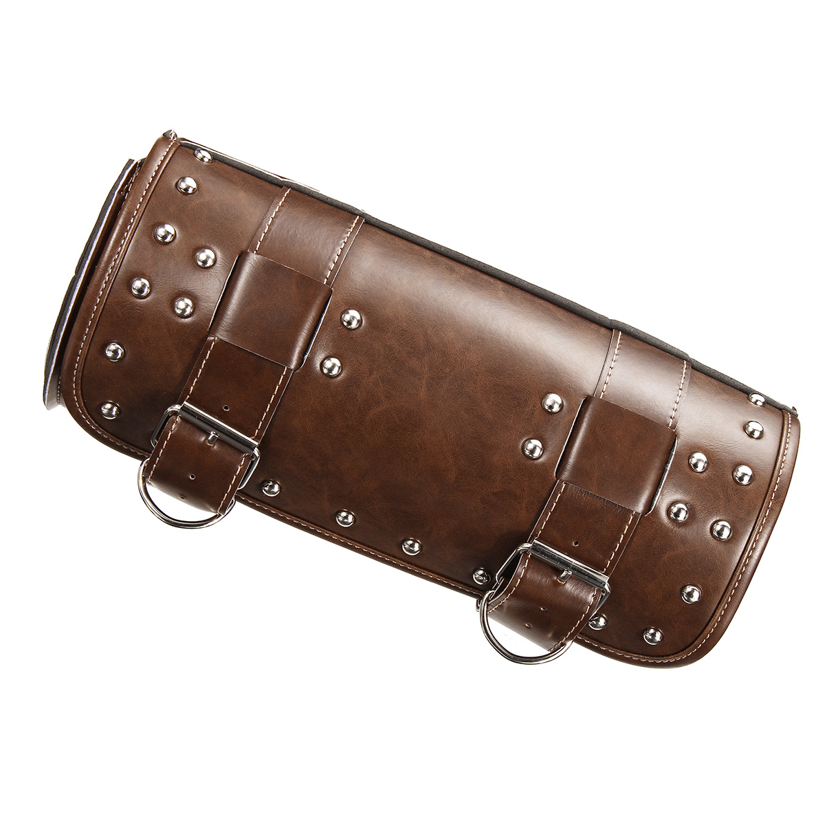 Motorcycle-Fork-Tool-Bag-Pouch-Saddlebags-PU-Leather-Luggage-Roll-Brown-1513810