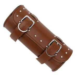 Motorcycle-Fork-Tool-Bag-Pouch-Saddlebags-PU-Leather-Luggage-Roll-Brown-1513810