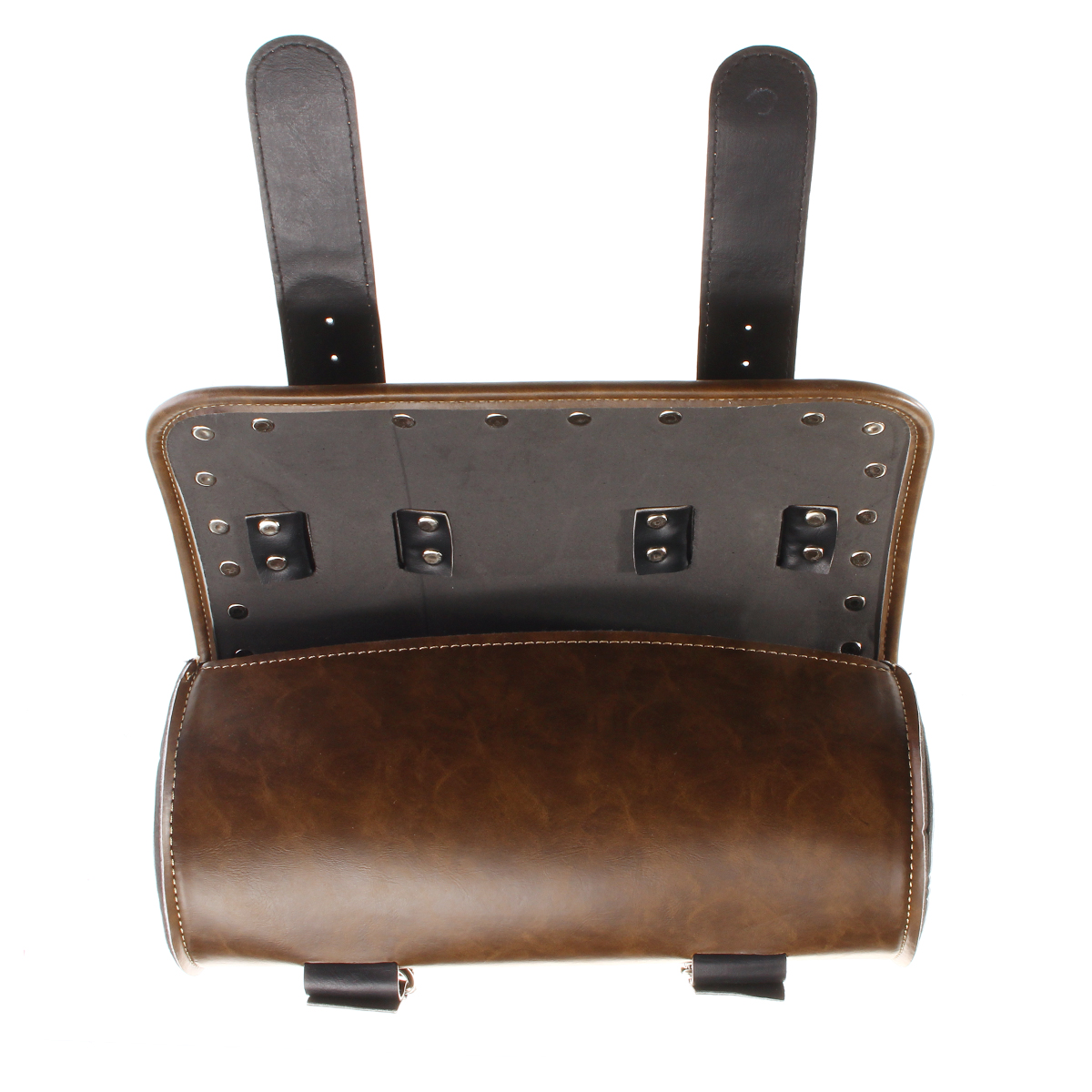 Motorcycle-Fork-Tool-Bag-Pouch-Saddlebags-PU-Leather-Luggage-Roll-Brown-1513810